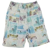 Bílo-modré teplákové kraťasy se surfery H&M