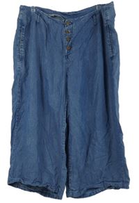Dámské tmavomodré culottes lehké riflové kalhoty Vintage 