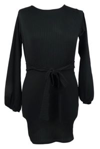 Dámské černé žebrované minišaty s páskem I saw it First 