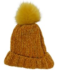 Dámská oranžová žinylková čepice s bambulí Primark