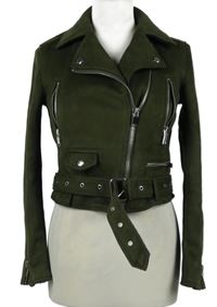 Dámský khaki semišový crop křivák s páskem Zara 