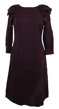 Dámské vínové svetrové šaty s plisovaným límečkem Karen Millen 