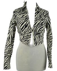 Dámská černo-smetanová vzorovaná crop halenka Primark 