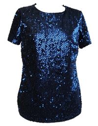 Dámská černo-modrá flitrová sametová halenka Bonmarché 