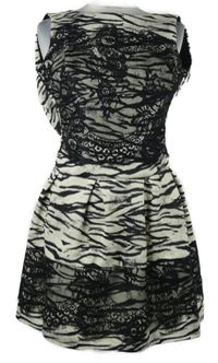 Dámské béžovo-černé vzorované šaty s krajkou 