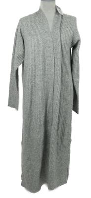 Nové - Dámský šedý žebrovaný svetrový dlouhý cardigán Primark 