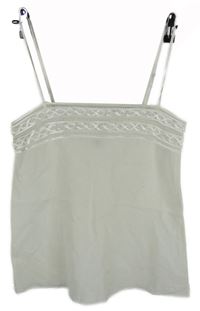 Dámský bílý lněný top s krajkou H&M