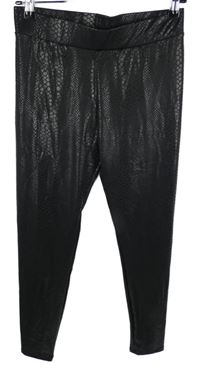 Dámské černé vzorované lesklé legíny Amisu 
