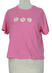 Dámské růžové tričko s kytičkami New Look 