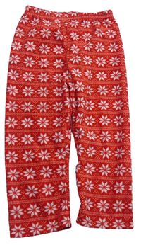 Červeno-bílé vzorované fleecové pyžamové kalhoty Rebel