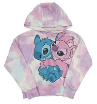 Růžovo-bílo-fialová crop mikina se Stichem a kapucí Disney