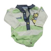 Zeleno-bílé pruhované polo body s medvídkem Pú George