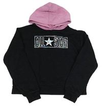 Černo-růžová crop mikina s logem a kapucí Converse