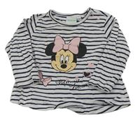 Bílo-černé pruhované triko s Minnie Disney