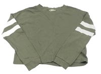 Khaki crop mikina s proužky H&M