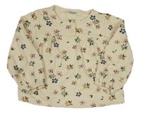 Béžová květinová mikina Petit bateau
