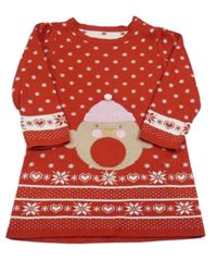 ČErvené vzorované pletené šaty s ptáčkem zn. George