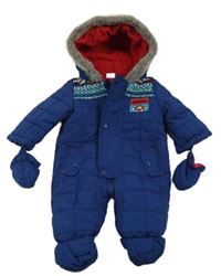 Tmavomodrá šusťáková zimní kombinéza s Tygrem a kapucí+ rukavice Disney