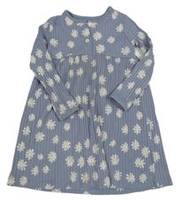 Modré žebrované šaty s kytičkami George