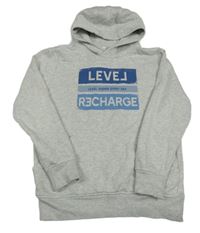 Světlešedá melírovaná mikina s nápisem a kapucí Yigga