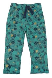 Petrolejové tepláky s listy a krokodýly 