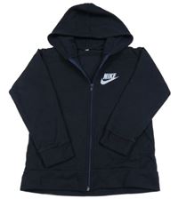 Tmavomodrá propínací mikina s logem Nike a kapucí 