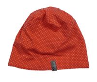 Růžová puntíkatá bavlněná čepice s nášivkou 