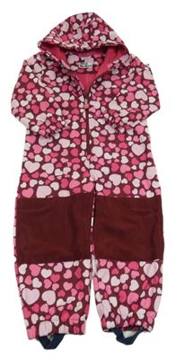 Mahagonová softshellová kombinéza se srdíčky a kapucí 