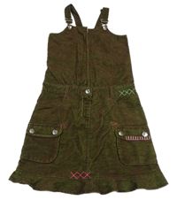 Hnědo-zelené manšestrové šaty 