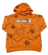 ORanžová vzorovaná mikina s nápisem a kapucí 