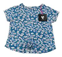 Nové - modro-barevné květované tričko BY VERY