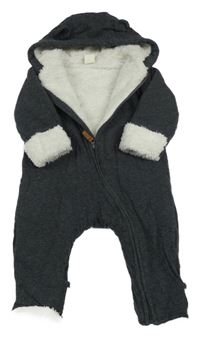 Tmavošedá tepláková zateplená kombinéza s kapucí H&M