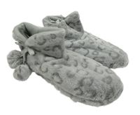 Nové - Dámské šedé vzorované plyšové válenky Primark vel. 37