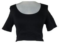 Dámské černé žebrované crop sportovní tričko Primark