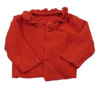 Červený propínací svetr s volánkem