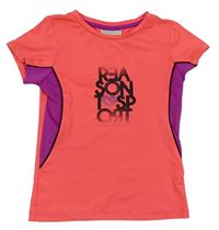 Neonově růžovo-fialové sportovní tričko s nápisem C&A