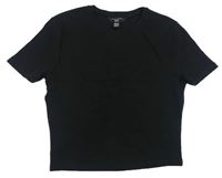 Černé žebrované crop tričko New Look