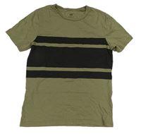 Khaki-černé tričko H&M