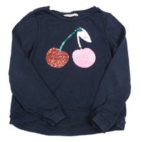 Tmavomodrá mikina s překlápěcími flitry H&M
