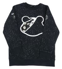 Černá vzorovaná mikina s Pudseym a flitry George