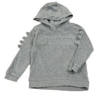 Šedá sametová mikina s 3D nápisem a kapucí George