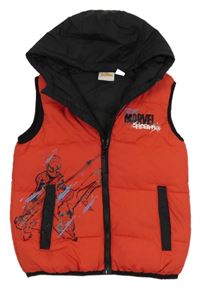 Červeno-černá šusťáková zateplená vesta se Spidermanem a kapucí Marvel