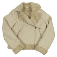 Smetanový semišový zateplený crop křivák H&M