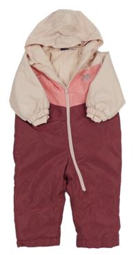 Světle-tmavorůžová šusťáková zimní kombinéza s kapucí Lupilu