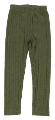 Khaki úpletové žebrované legíny Shein