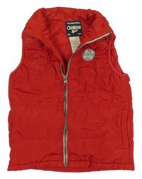 Červená šusťáková zateplená vesta s nášivkou OshKosh