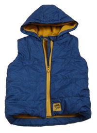 Modrá melírovaná šusťáková zateplená vesta s kapucí Ergee