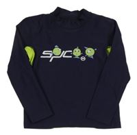 Tmavomodro-zelené UV triko s potiskem