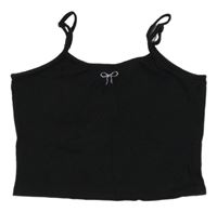 Černá crop top s mašličkou z kamínků H&M