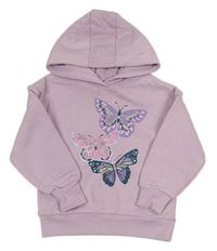 Lila mikina s motýlky a kapucí Primark 